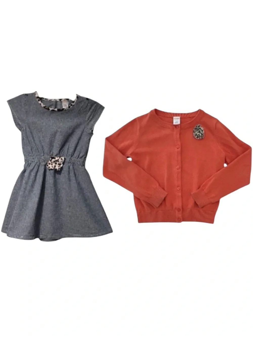 Gymboree Girls Dress Cardigan Set Dress 7 Cardigan M 7/8 Leopard Fall
